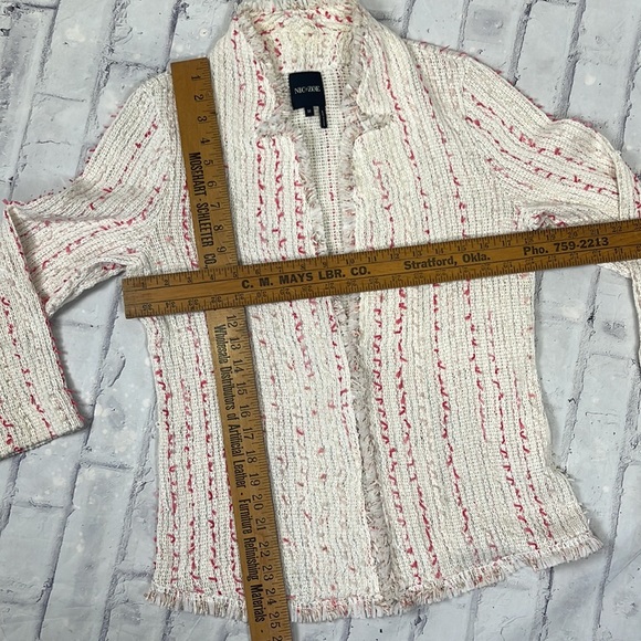 Nic+Zoe Open Front Cardigan Tweed 3/4 Sleeve Fringe Single Hook & Eye Closure - Picture 10 of 10